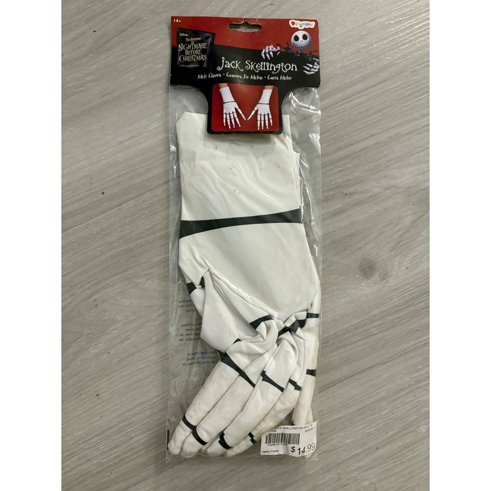 Nightmare Before Christmas Jack Skellington Adult Costume Gloves White Disguise